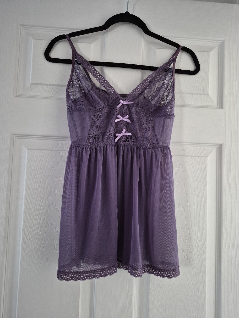 Purple Lace Trim Chemise Nightdress - Unbranded